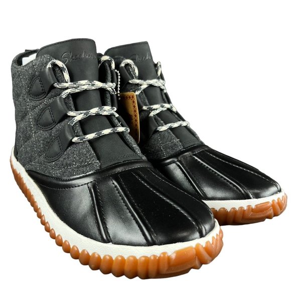 Skechers Women's Jagged Pond Moodspace Black Charcoal Duck Boots Sizes 7 - 11 - Picture 4 of 8